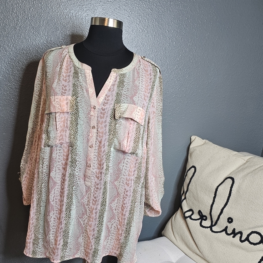 NWT Daniel Rainn pink animal print blouse size 3X